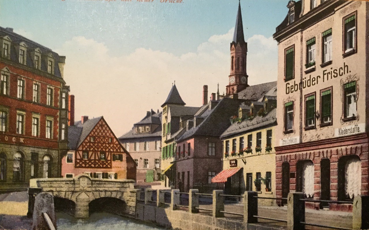 Das Fachwerkhaisla in Münchberg (Postkarte aus dem frühen 20. Jahrhundert, Slg. Klaus Foerster)
