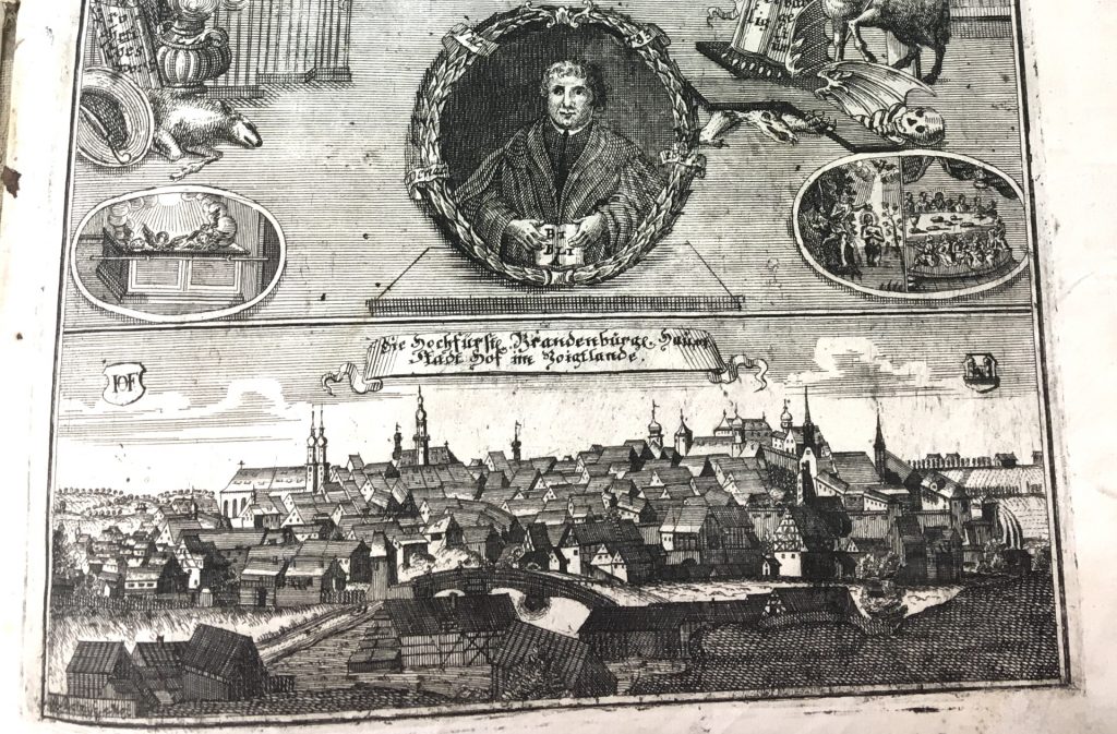 lang-währende Druckergeschichte der Stadt Hof - Titelblatt einer Bibel aus dem Jahr 1736